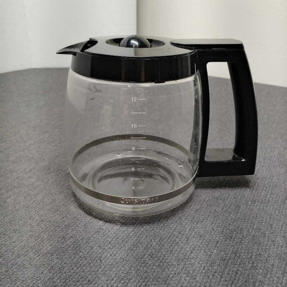 Cuisinart 12 Cup Replacement Coffee Carafe Glass Pot Black Lid DCC-1200 DCC-1100